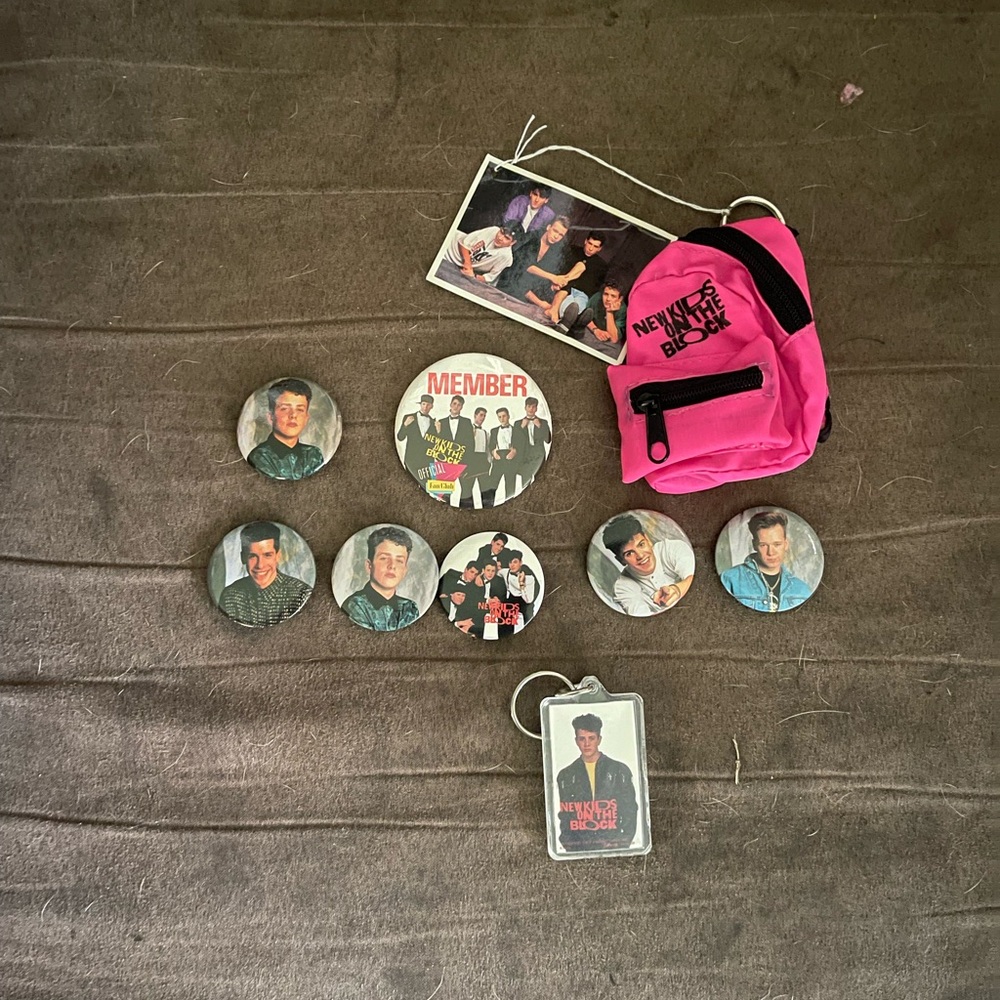 New kids on the block pin/ tiny backpack bundle